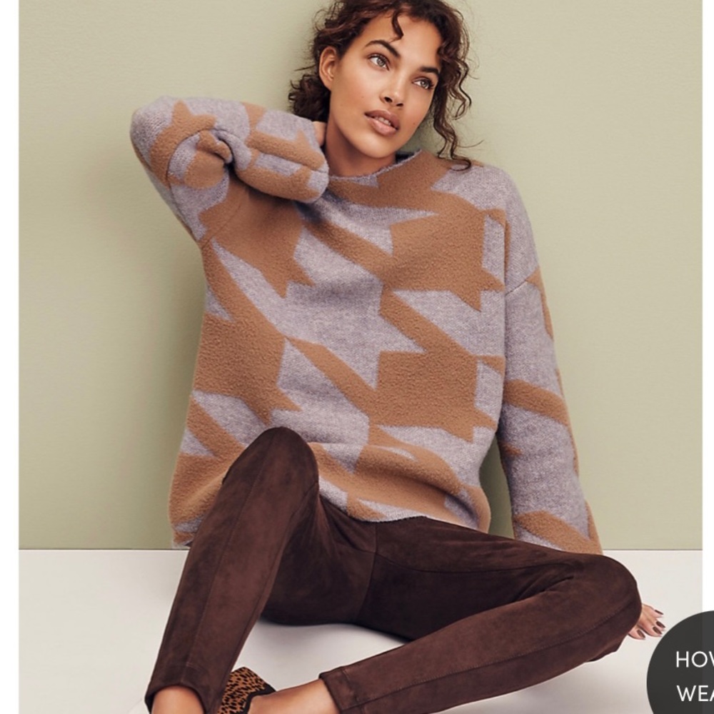 Purple Houndstooth Oversized Sweater Ann Taylor